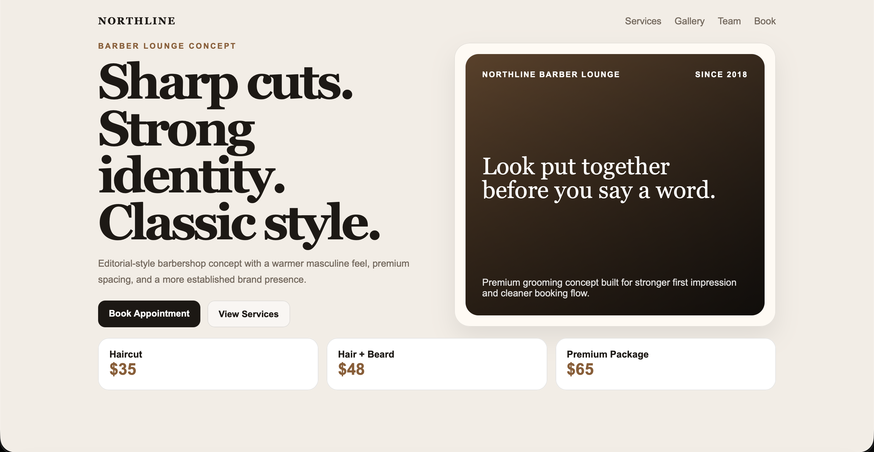Barbershop website concept